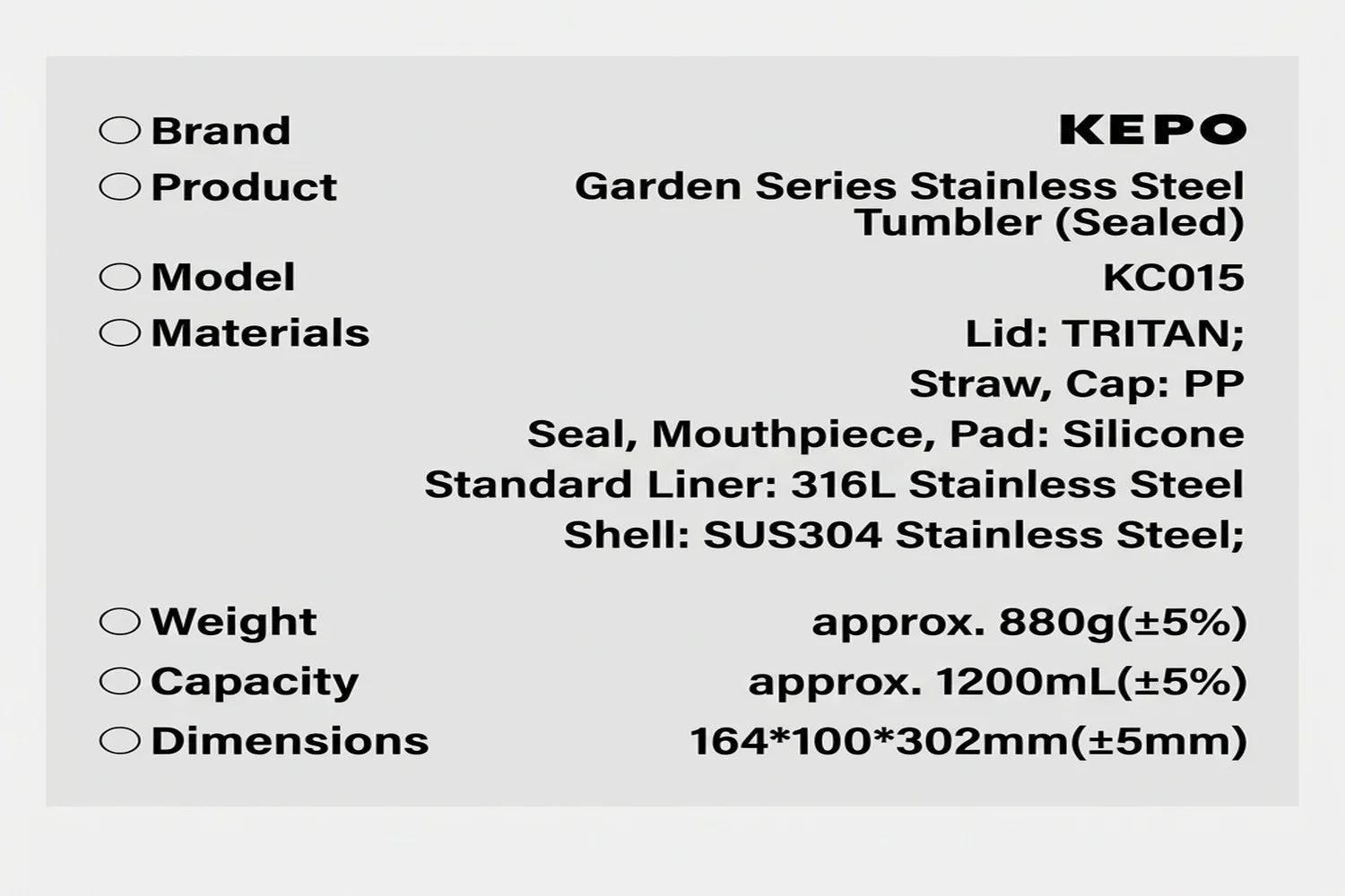 KEPO KC015 Multi-layer Vacuum Insulation Cold and Hot Retention