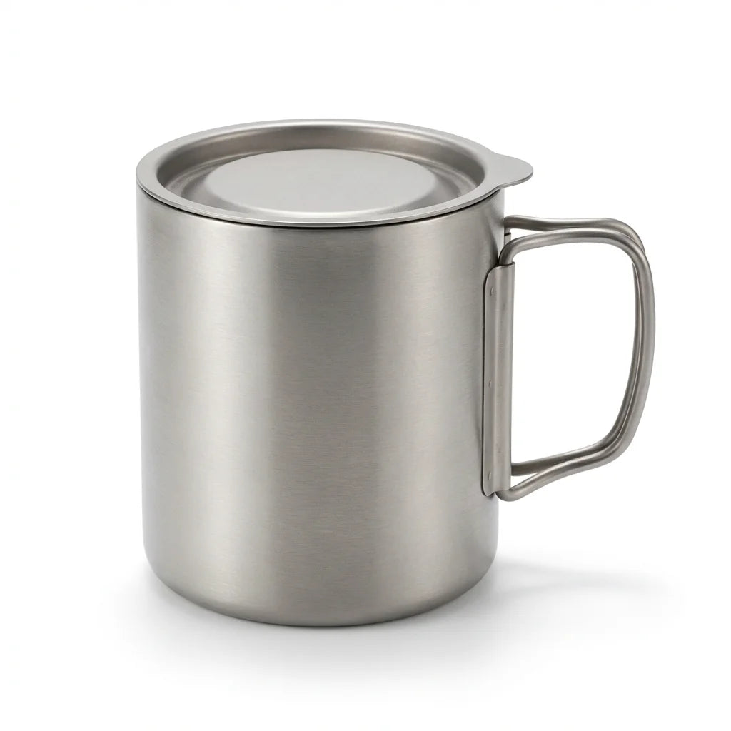 White background hero shot - Titanium Double Wall Mug with lid