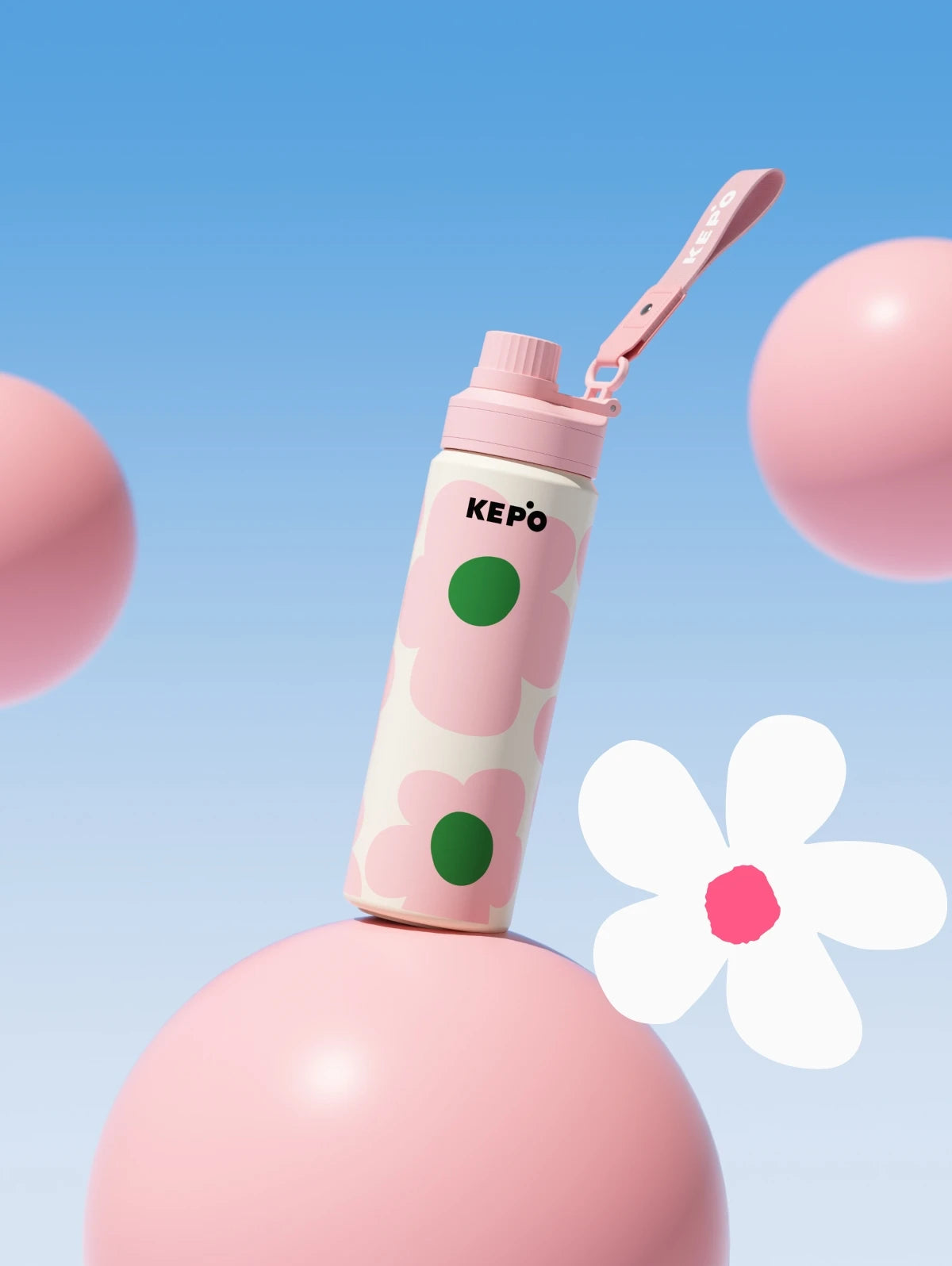 KEPO Water Bottle Lifestyle - Pink Floral