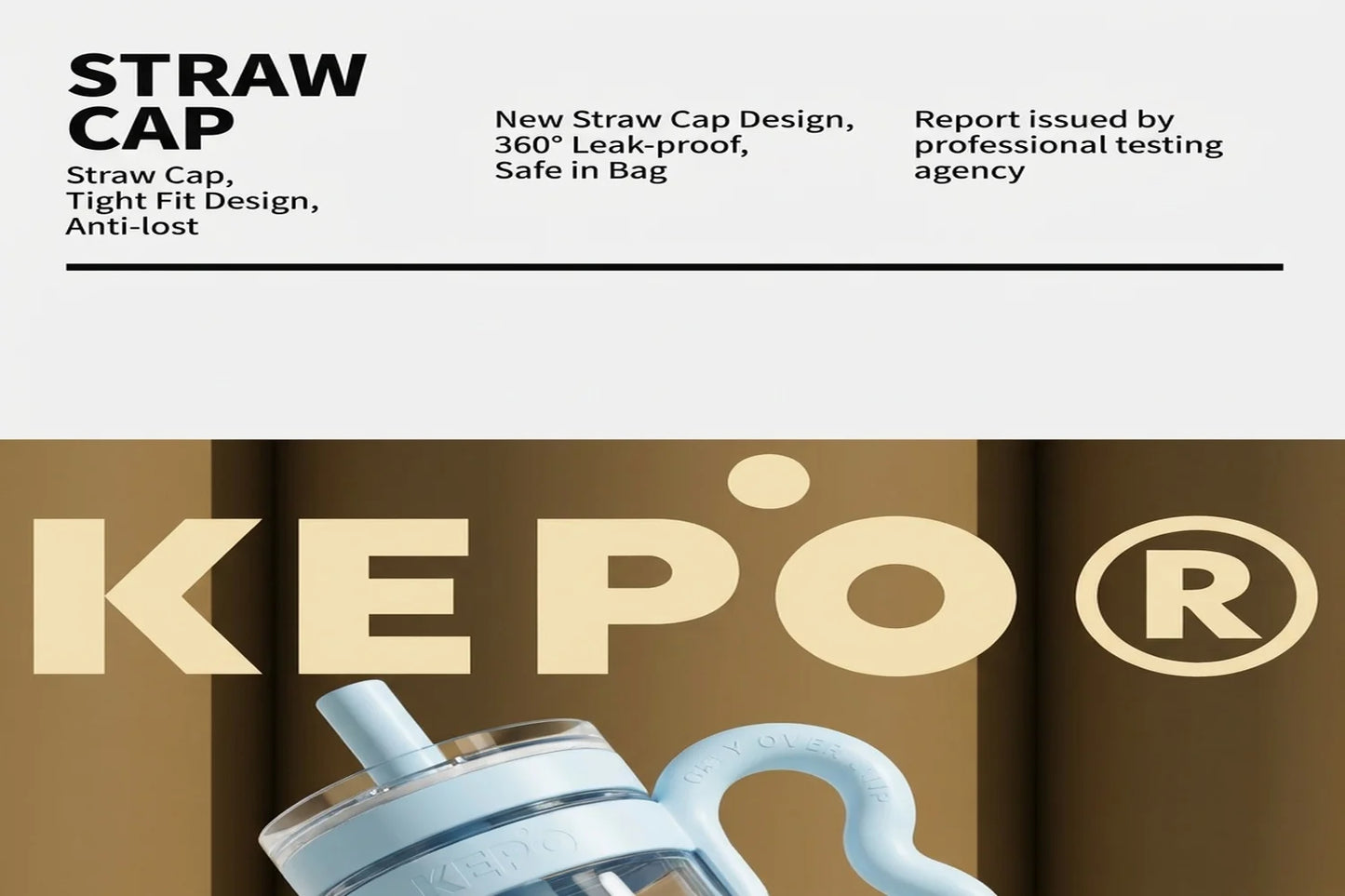KEPO KC015 Double Leak-Proof - Threaded Straw Cap and Threaded Lid Zero Leaks