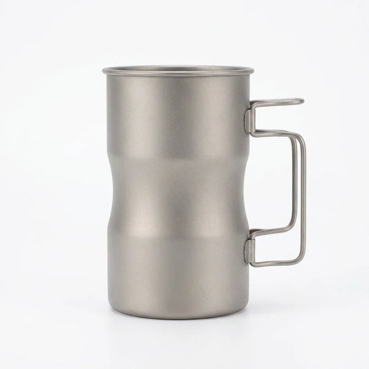 Titanium 500ml ergonomic waist-grip coffee mug white background
