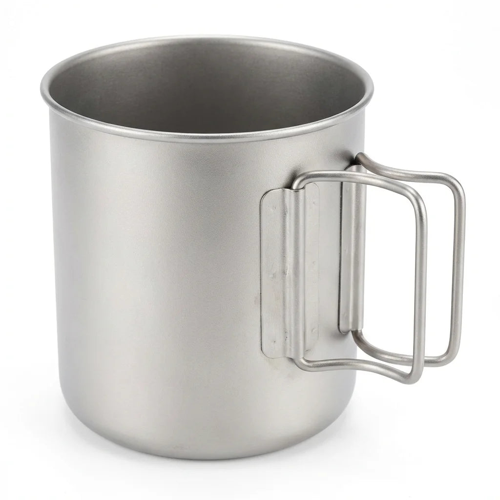 White background hero shot - Titanium Wide Mouth Mug foldable handles