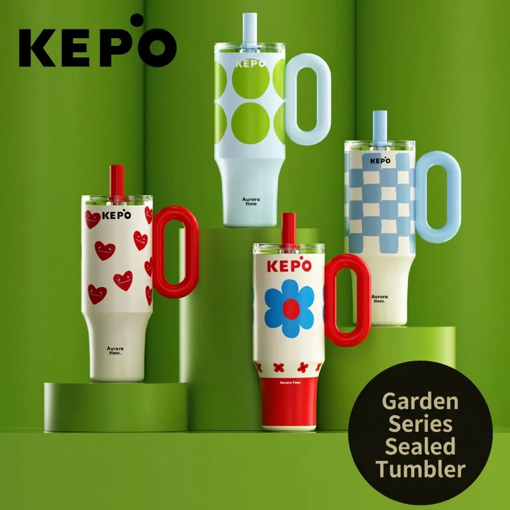 KEPO KC015 Garden Series 1200ml Sealed Tumbler - Green Polka Dot