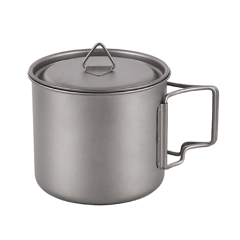 Pure Titanium Camping Cup Single Wall Foldable Handle 600ml