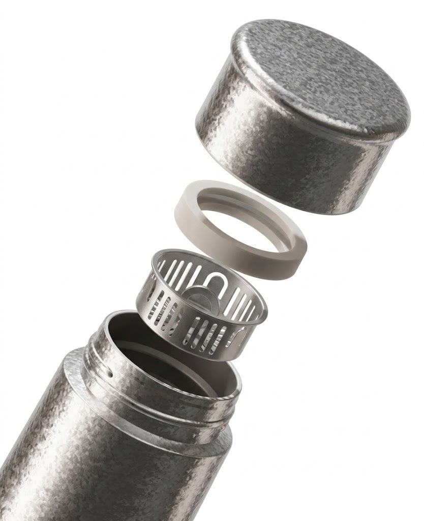 TC030 exploded view titanium cap silicone ring filter body